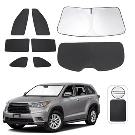 TINGLU Window Shades for Toyota Highlander 2014-2019 Accessories Side Full Windows Cover Camping Rear Triangular Windshield Sun Shade Sun UV Rays Privacy Protection 8PCS