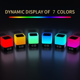Joyfullife Night Light Bluetooth Speaker, Alarm Clock Touch Sensor Bedside Lamp Dimmable Warm Light & Color Changing RGB LED Table Lamp, MP3 Music Player for Kids, Bedroom, Camping