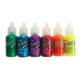Stickles Ranger Glitter Glue Bundle ''Rainbow 2'' - Six .5 fl oz Bottles - Rhubarb Red, Orange Slice, Yellow, Green, Enchanted Blue, and Lavender