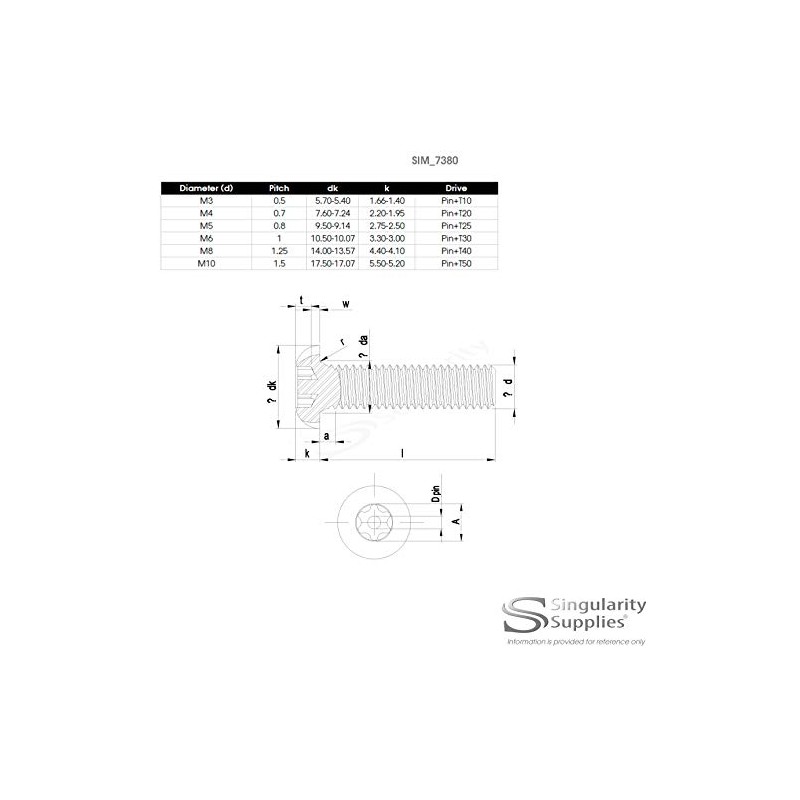 M4 (4mm x 12mm) TX Security Socket Button Machine Screw