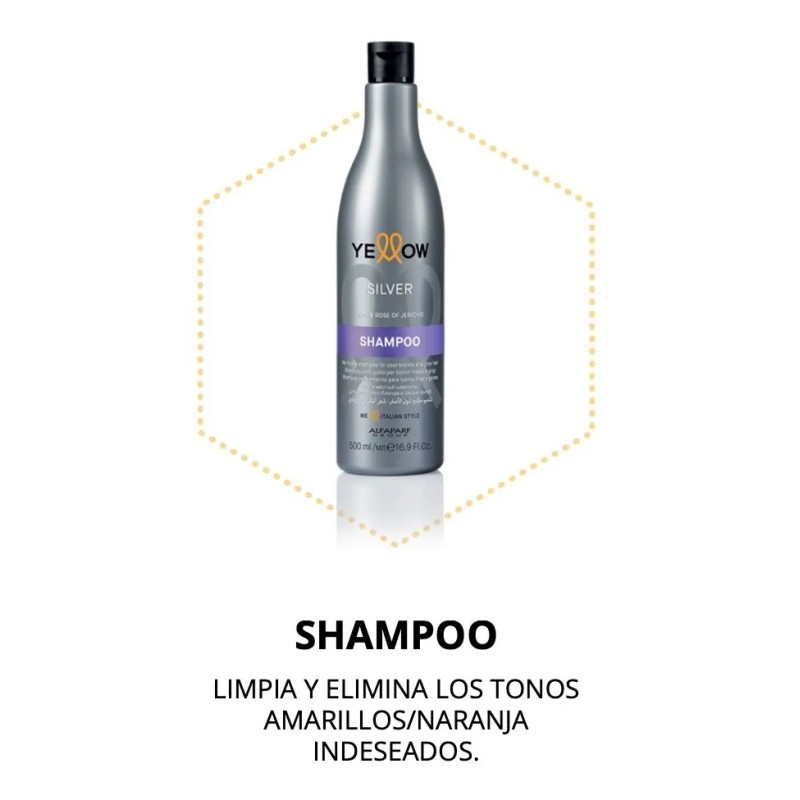 Shampoo Anti-amarillo Silver Yellow Rubio Frios Grises 500ml