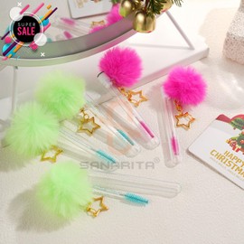 Disposable Mascara Wands Tubes Set, Diamond Eyelash Brush Lash Wand Brushes Eyelash Spoolies with Empty Tube Eyelash Extension Eyebrow Applicator Supplies Makeup Tool Christmas Gift Idea