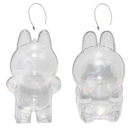 Protective Case Clear Acrylic Display Box with Chain, Dustproof protection Stand for Collectible Figures Desktop decorations（Empty Box 2 Pieces Sitting and Standing）