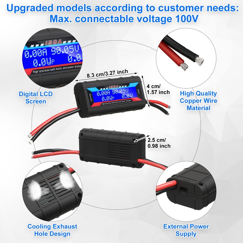 Yunsailing 2 Pcs High Precision Watt Meter Power Analyzer Battery
