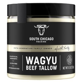 South Chicago Packing Wagyu Beef Tallow, 11.5 Oz Glass Jar, Perfect for Searing, Sauteing, Cooking, Pan Frying, Keto Friendly, Paleo Friendly, Pantry Staple