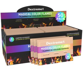 Dextreme Fire Color Changing Packets - Fire Color Packets, Color Changer for Campfires, Fire Pits, and Fireplaces, Longer Lasting Burn Time, Safe and Non-Toxic (50 Pack)
