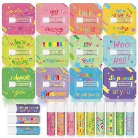 12 piezas de regalos de agradecimiento para empleados y maestros, en bálsamos labiales a granel, regalo inspirador, You're Balm Team, Thank You, bálsamo labial tamaño de viaje, motivacional para