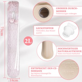 BOLEi Extra Long Hot Water Bottle with Cover Fluffy, Leak-proof and Odourless, 73 cm Neck Hot Water Bottle Can Be Tied Suitable for Neck, Waistband, Back, Christmas Gifts for Men and Women