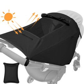 WD&CD Pram Sun Sail, Premium Awning for Pushchairs with UV Protection 50+, with Viewing Window and Extra Wide Shade Wings, Black