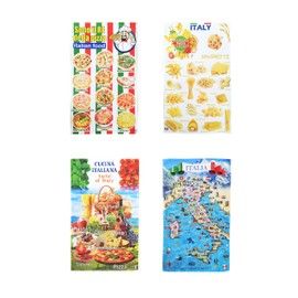 Generico Tea Towels Set of 4 Pizza Kitchen Italy Made in Italy Typical Italian Products 100% Cotton