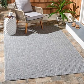 Safavieh Courtyard Collection CY8022 Indoor/ Outdoor Area Rug, 9' x 9' Square, Grey / Navy