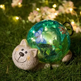 DREAM GARDEN Garden Statues - Solar Lights Garden Decorations Solar Sculptures Lawn Cat Ornaments for Outdoor Yard Patio Decor