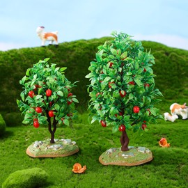 MAGICLULU 2pcs Mini Artificial Apple Trees Realistic Simulation Apple Trees Simulation Fruit Tree Micro Landscape Apple Trees for Landscaping Home Decor (Two Sizes)
