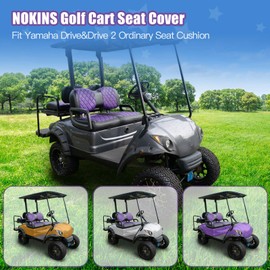 NOKINS Golf Cart Diamond Seat Covers Kit, Fit for Yamaha Drive/Drive 2 OEM Standard Front Seat Cushion, Golf Cart Vinyl Seat Cover, No Nails Required (Purple and Black)