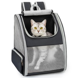 Conlun Cat Backpack Carrier for Small Dogs and Cats Fit Up to 15 Lbs,Small Dog Backpack, Expandable & Foldable with 3-Side Mesh Windows, Pet Carrier for Travel & Hiking Friendly，Gray