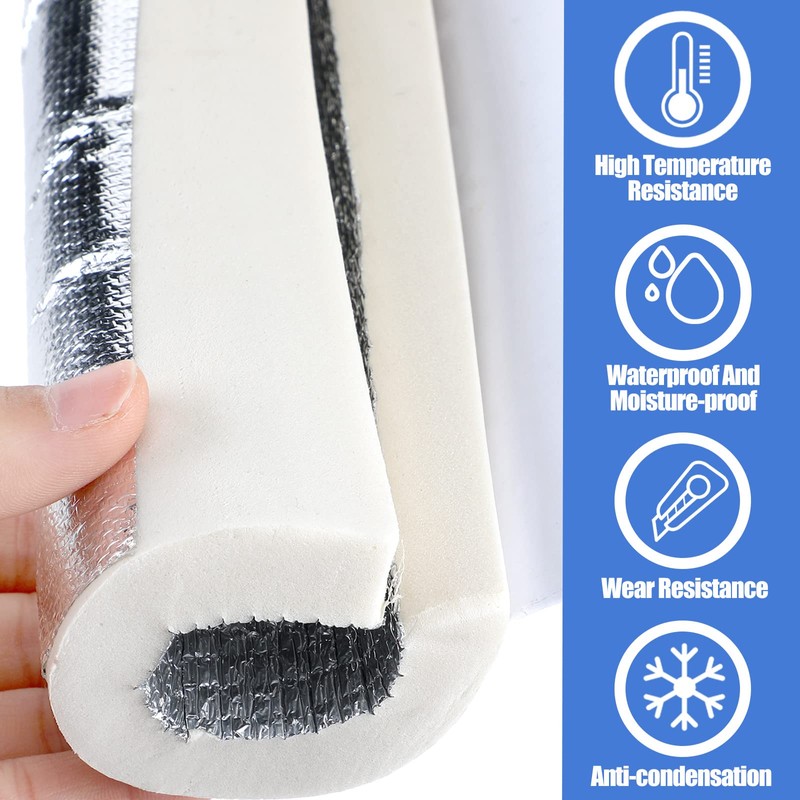 Kingdder 6 Pcs Pipe Insulation Foam Tube Self Adhesive Pipe