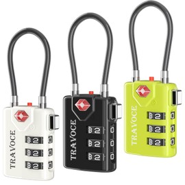 Search Alert TSA Approved Travel Combination Luggage Cable Locks for Suitcase, Gym Locker,Toolbox,Backpack 1,2,4,6 &10 pk (Three Colors)
