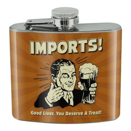 Imports Good Liver Deserve a Treat Funny Humor Stainless Steel 5oz Hip Drink Kidney Flask