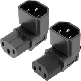 DKARDU IEC Male C14 to C13 Female 90 Degree Down UP Right Angled Power Extension Adapter for PDU & UPS, 3 Pin 250V 10A IEC320 Connector