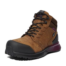 Timberland PRO Women's Reaxion Mid Composite Safety Toe Waterproof Industrial Hiker Work Boot, Brown/Purple-2024 New, 7.5 Wide