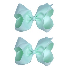 Hair Clips, Classic Hairbow Style, 2 Pack, 6 Inch, Daily Wear for Women, All Hair Types (Mint, 6 Inch)