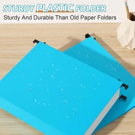 Nordun Plastic Hanging File Folder Extra Capacity,12 Pack Reinforced Hang Folders with Heavy Duty 2 Inch Expansion,Filing Cabinet Folders Letter Size,Hanging Organizer Designed for Bulky Files(Blue)