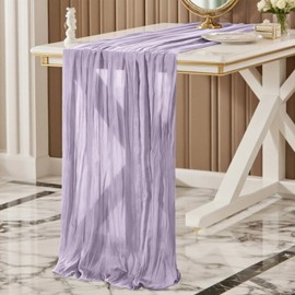 Cheesecloth Table Runner Purple, 300 x 90 cm Boho Gauze Cheesecloth Table Runner for Wedding, Party, Baby Shower, Bridal Shower Kitchen Table Decoration