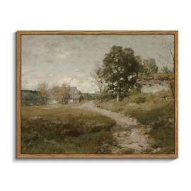 InSimSea Framed Canvas Wall Art Vintage Decor, Room Decor Rural Path Landscape Wall Paintings Prints, Farmhouse Wall Art for Living Room, Vintage Countryside Pictures for Bathroom Wall Decor, 11"x14"