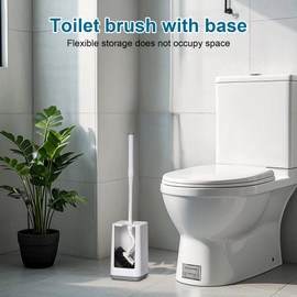 BKCOYSJ Toilet Bowl Brush and Holder Sturdy Plastic Long Handled Toilet Brushes for Bathroom with Ventilated Base Easy to Assemble for Deep Cleaning (White 1)