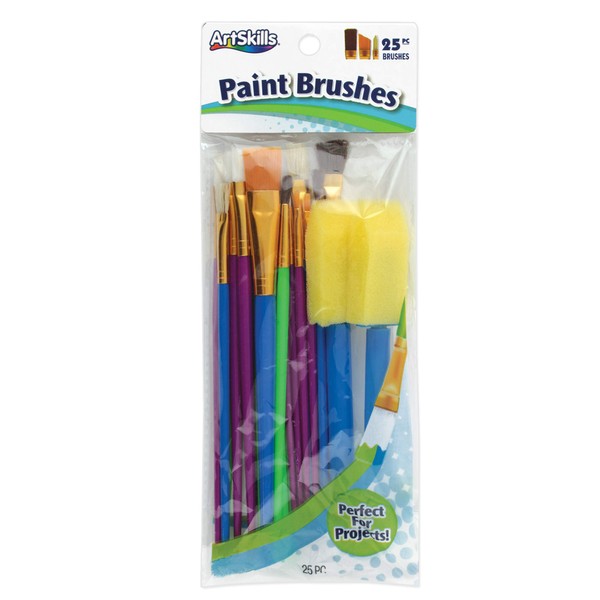ArtSkills Paint Brush Set, Assorted Brushes, 25 Pieces (PA-1986)