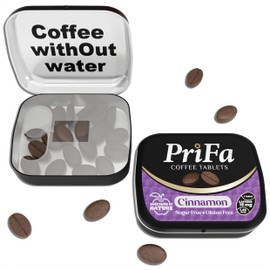 PriFa Cinnamon Coffee Tablets – Sweetened with Stevia, Warm Cinnamon Spice, Instant Coffee On-The-Go, Portable Caffeine Boost – 15mg Caffeine, 25 Tablets