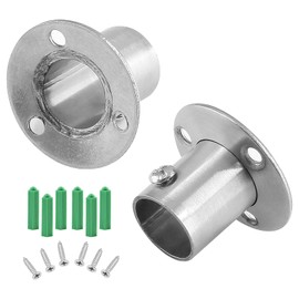 Jiozermi Stainless Steel Curtain Rod Holders, 4 Packs 1 1/4" Durable closet curtain rod brackets for wall, Shower Curtain Rod Holder, Brushed Finish Closet Rod Support