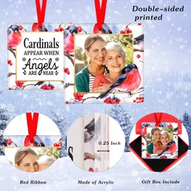 PETCEE Red Cardinal Christmas Ornaments Cardinal Picture Frame Ornaments for Christmas Tree Decorations Memorial Christmas Ornaments in Memory of Loved One Mother Father Ornament