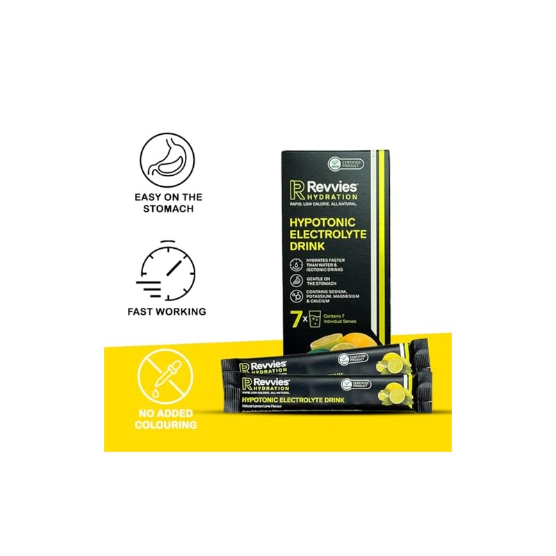 Revvies On-The-Go Hydration 7 x Single Serve Sachets (Lemon Lime)