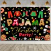 MEHOFOND 7x5ft Christmas Pajama Party Backdrop Banner Black Xmas Pajamas