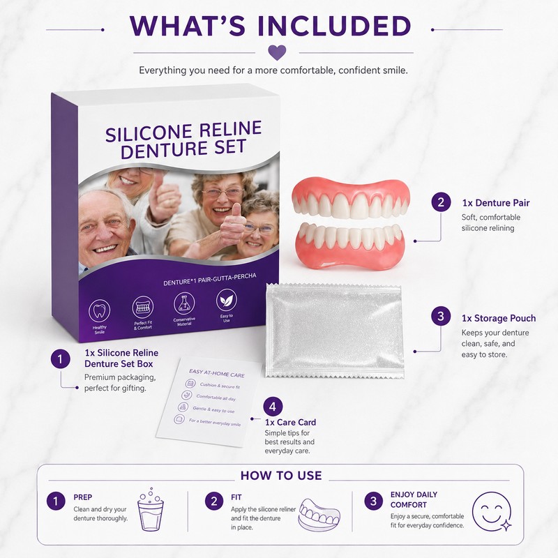 Temporary Cosmetic Denture Set for Adults – Soft Upper &
