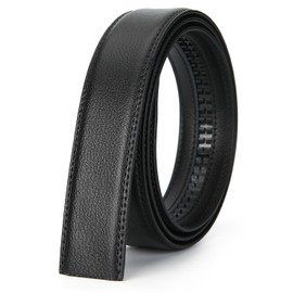 Nelbons Men's Belt Ratchet Automatic Belt for Men 30 mm Wide Leather Belt 1 1/8 Inch Without Buckle, Black C3