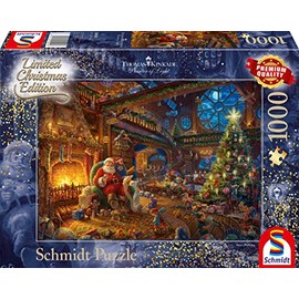Schmidt Spiele Jigsaw Puzzle, 59494, 1000 Pieces Jigsaw Puzzle, Thomas Kinkade, Santa Claus and His Secret Helper, Limited Edition, Multi-Coloured