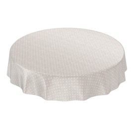 ANRO Oilcloth Tablecloth Oilcloth Tablecloth Polka Dots Plain Beige Round 140 cm