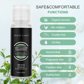 Eyelash Cleanser Concentrate 100ml Professional Lash Extensions Shampoo Natural Foaming Cleanser for Extensions Lashes with Salon Home Care-Makes 20 Bottles 60ml Eyelash Shampoo(jasmine)