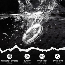 Jstyle 4mm Tungsten Rings for Men Women Hypoallergenic Wedding Band Rings Silver Domed High Polish Comfort Fit Size 10 Not Tarnished