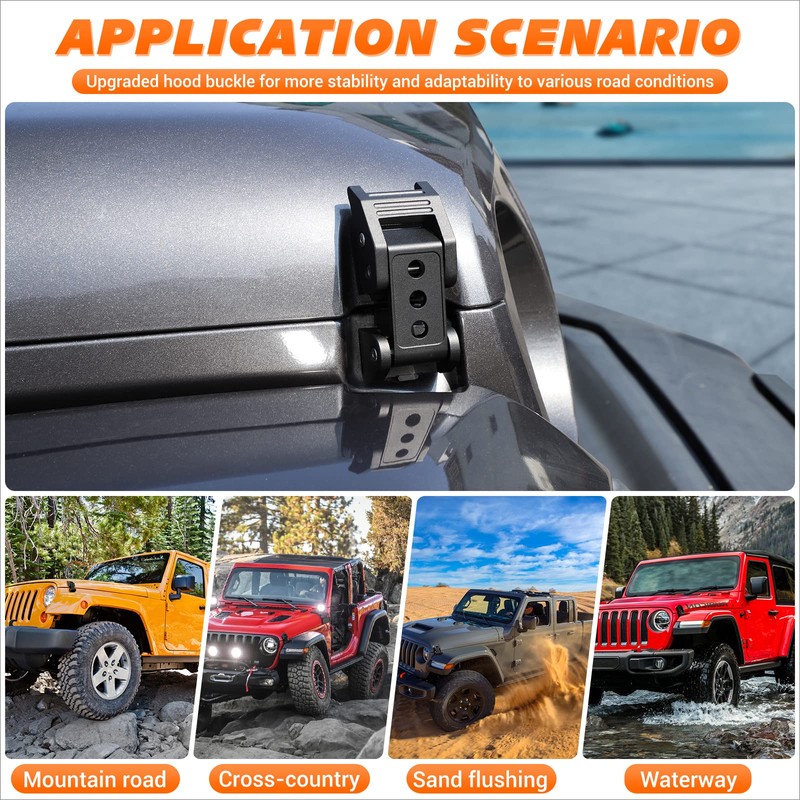 RT-TCZ for Wrangler Hood Latch Lock Catch, Aluminum Hood Latches