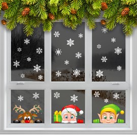 Articlings Peeping Santa, Rudolph and Elf Window Stickers - Christmas Window Stickers for Glass, Easy to Use, PVC Cling, Perfect for Kids' Bedrooms