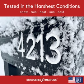 Discovered Designs – Premium Individual 3D Acrylic Mailbox Number – Self Stick – Long Lasting – Weatherproof – Made in USA (Black)