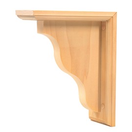 Phoenix Millwork Traditional Rubberwood Brackets, 3.5"W x 7"D x 9"H (1 Count), 5 Lb. Capacity | Unfinished Wooden Corbel for DIY Home Decor | Pre-Drilled Countersunk Shelf Bracket w/ Install Hardware