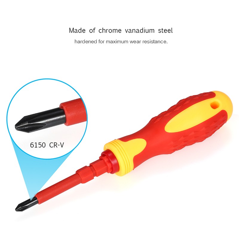 5pcs 500V Insulated Screwdrivers Set with Magnetic Slotted Phillips Pozidriv