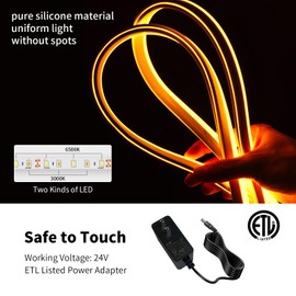 Ustarus Neon LED Strip Lights White Dimmable 40ft 24V 2700K-6500K, Rope Tape Light IP67 Waterproof with Remote, LED Ribbon for Bedroom Indoors Outdoors Lighting