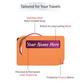 Full Privacy Customized Metal Luggage Tags - Laser Engraved Aluminum Luggage Tags with Silicone Sleeves Pack of 4 (Privacy-Enhanced Bundle, 2x3.5")
