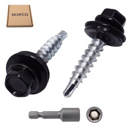 (Pack of 30 pcs) Metal Roofing Screws, 4.8 x 25 mm Painted Self-Drilling Screws With EPDM Washers, Sheet Metal Hex Screw (30, Jet Black RAL 9005)