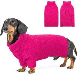 SUNFURA - Suéter para perro pequeño, suéter de cuello alto para clima frío, suéter de punto para cachorro para Navidad, Acción de Gracias, mascota de invierno sudadera de punto para perro salchicha